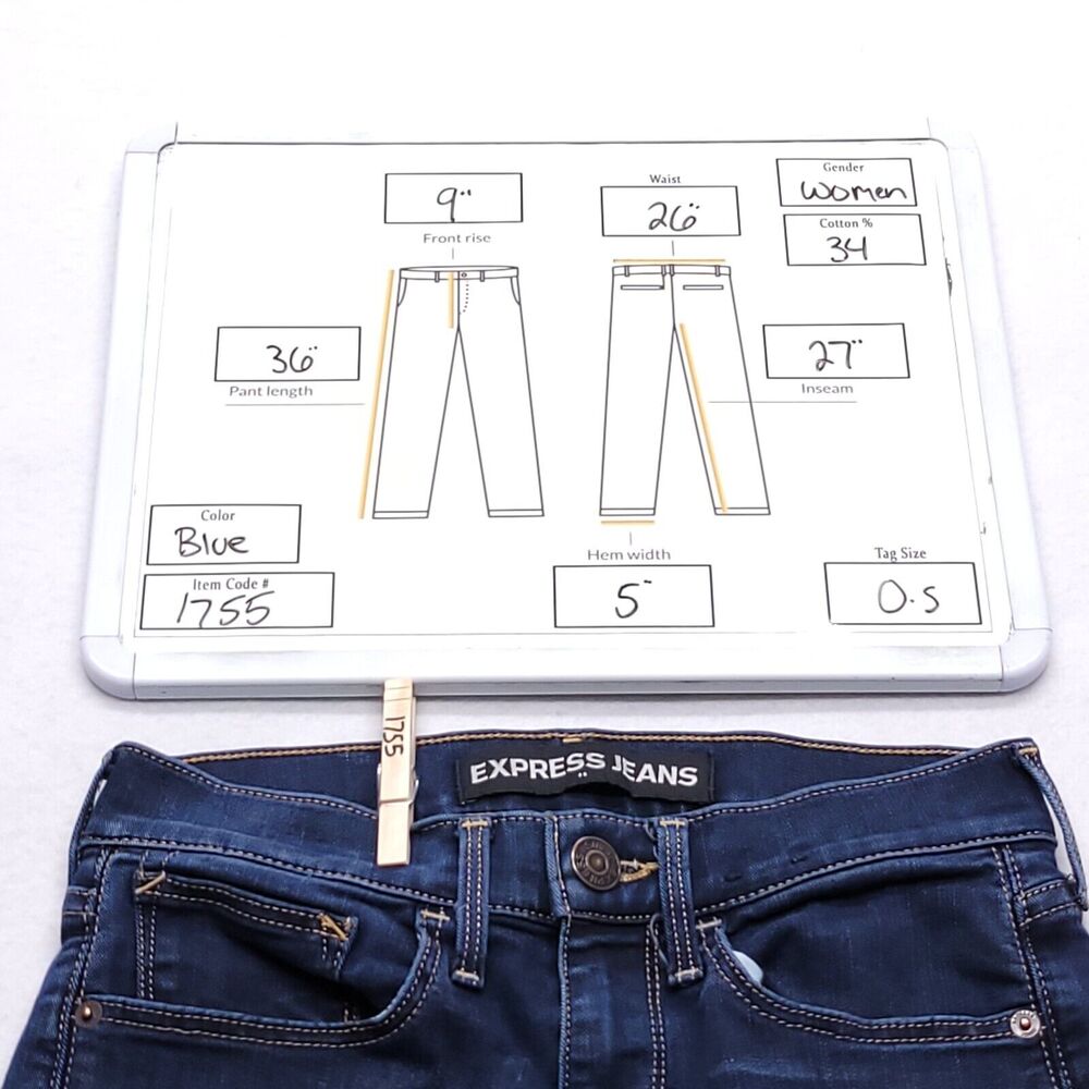 Express Supersoft Super Skinny Denim Medium Wash Jeans Womens Size 0S Blue - Picture 10 of 10